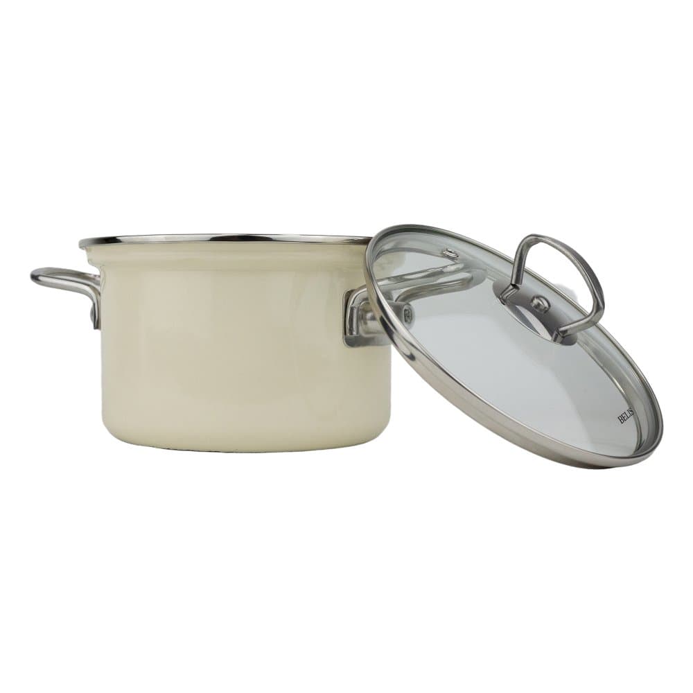 BELIS Smaltovaný hrnec se skleněnou poklicí ø 16 cm - 2 l - ECO CERAMIC krémový | BELIS - 41516-099DD8N3 - náhled 5