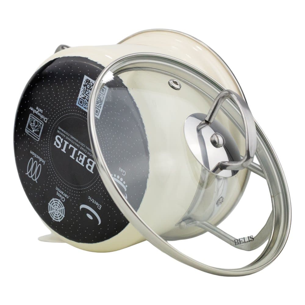BELIS Smaltovaný hrnec se skleněnou poklicí ø 16 cm - 2 l - ECO CERAMIC krémový | BELIS - 41516-099DD8N3 - náhled 2