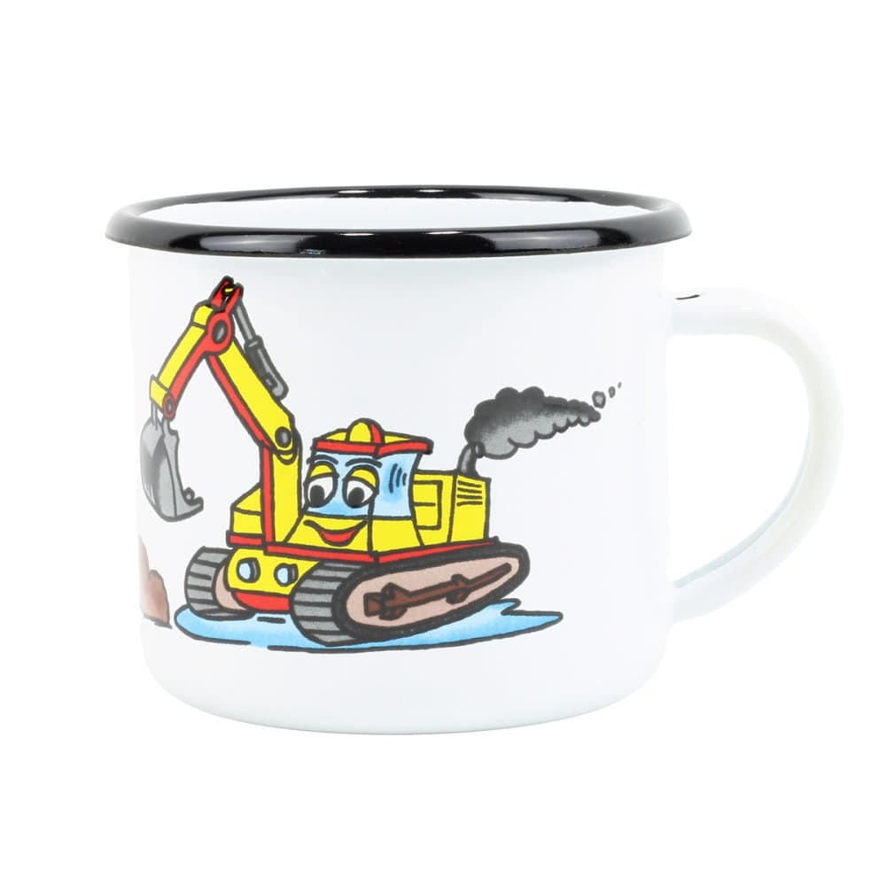BELIS Smaltovaný hrnek ø 8 cm - 0.35 l bílý "bagr" - 11008-039DHA04 - náhled 1