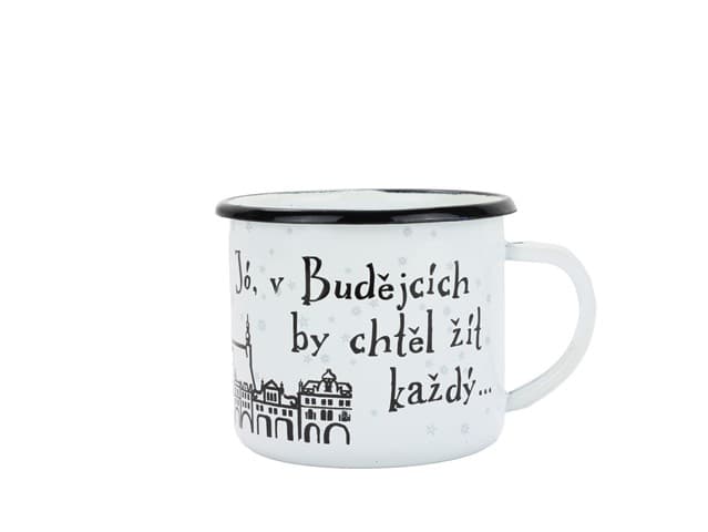 BELIS Smaltovaný hrnek ø 8 cm - 0.35 l bílý "ČB/město" v krabičce - ČESKÝ PLECHÁČEK - 11008-039PFM04 - náhled 2