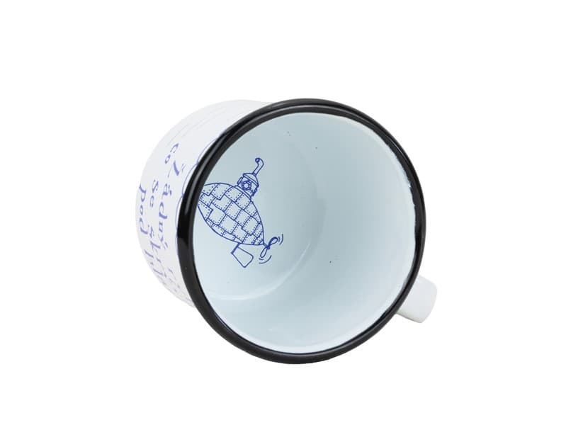 BELIS Smaltovaný hrnek ø 8 cm - 0.35 l bílý "voda" v krabičce - ČESKÝ PLECHÁČEK - 11008-039RBM04 - náhled 4
