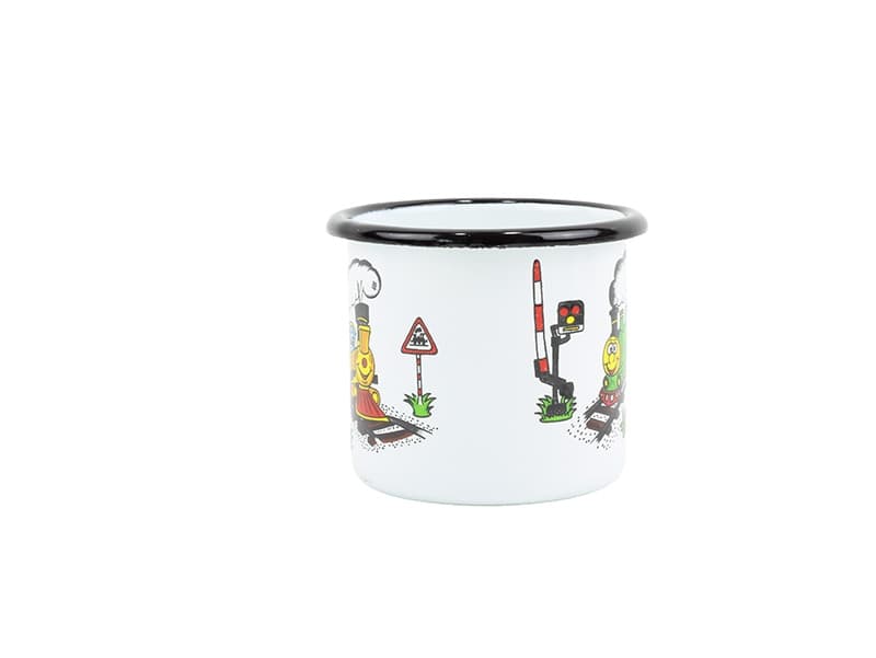 BELIS Smaltovaný hrnek ø 7 cm - 0.25 l bílý "vláček" - 11007-039DHG04 - náhled 4