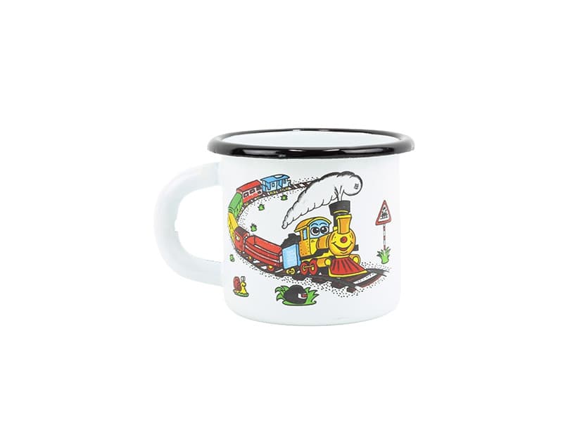 BELIS Smaltovaný hrnek ø 7 cm - 0.25 l bílý "vláček" - 11007-039DHG04 - náhled 5