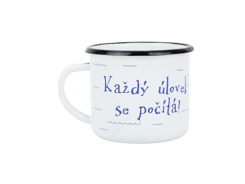 BELIS Smaltovaný hrnek ø 8 cm - 0.35 l bílý "rybka" v krabičce - ČESKÝ PLECHÁČEK - 11008-039RDM04 - náhled 3