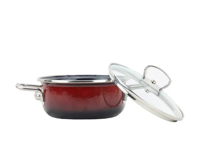BELIS Smaltovaný rendlík se skleněnou poklicí ø 16 cm - 1.25 l - PREMIUM OMBRÉ červený - 72916-033A0DN3 - náhled 2