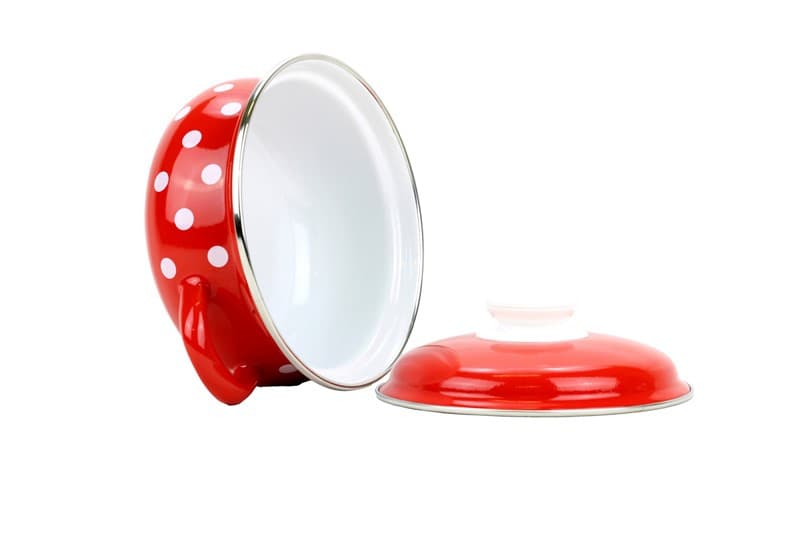 BELIS Smaltovaný rendlík s poklicí ø 16 cm - 1.4 l - PUNTÍK červený - 52216-534DACD5 - náhled 3
