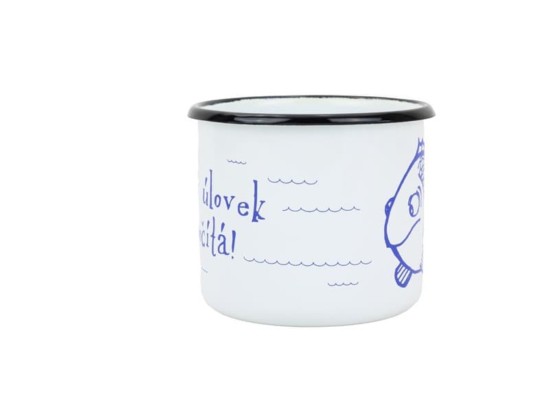 BELIS Smaltovaný hrnek ø 8 cm - 0.35 l bílý "rybka" v krabičce - ČESKÝ PLECHÁČEK - 11008-039RDM04 - náhled 2