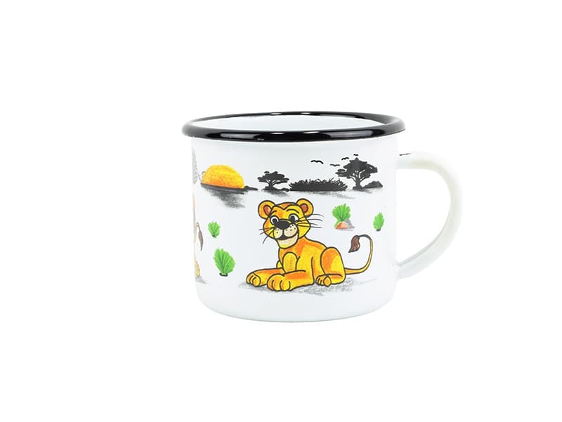 BELIS Smaltovaný hrnek ø 8 cm - 0.35 l bílý "lev" - 11008-039DHD04