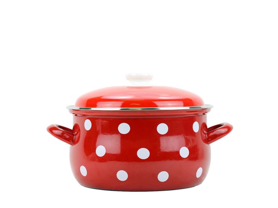 BELIS Smaltovaný hrnec s poklicí ø 24 cm - 6.1 l - PUNTÍK červený - 51224-534DACD5