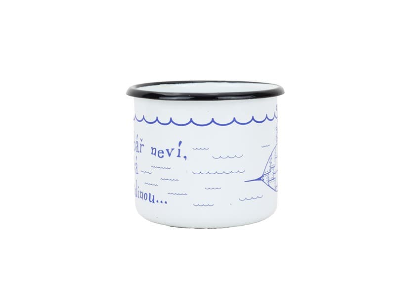 BELIS Smaltovaný hrnek ø 8 cm - 0.35 l bílý "ponorka" v krabičce - ČESKÝ PLECHÁČEK - 11008-039RAM04 - náhled 2