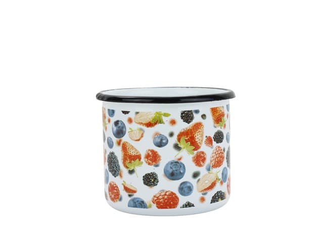 BELIS Smaltovaný hrnek ø 8 cm - 0.35 l bílý "lesní ovoce" - 11008-039DDH04 - náhled 2