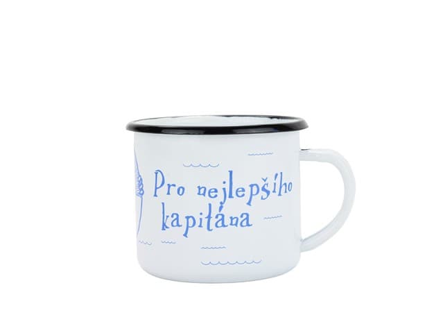 BELIS Smaltovaný hrnek ø 8 cm - 0.35 l bílý "nejlepší kapitán" v krabičce - ČESKÝ PLECHÁČEK - 11008-039REM04 - náhled 2