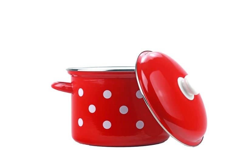 BELIS Smaltovaný vysoký hrnec s poklicí ø 24 cm - 8 l - PUNTÍK červený - 41824-534DACD5 - náhled 3