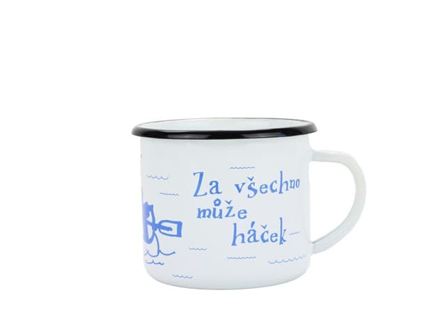 BELIS Smaltovaný hrnek ø 8 cm - 0.35 l bílý "vodák/háček" v krabičce - ČESKÝ PLECHÁČEK - 11008-039RFM04 - náhled 2