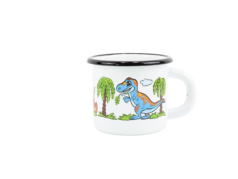 BELIS Smaltovaný hrnek ø 7 cm - 0.25 l bílý "dino" - 11007-039DHJ04