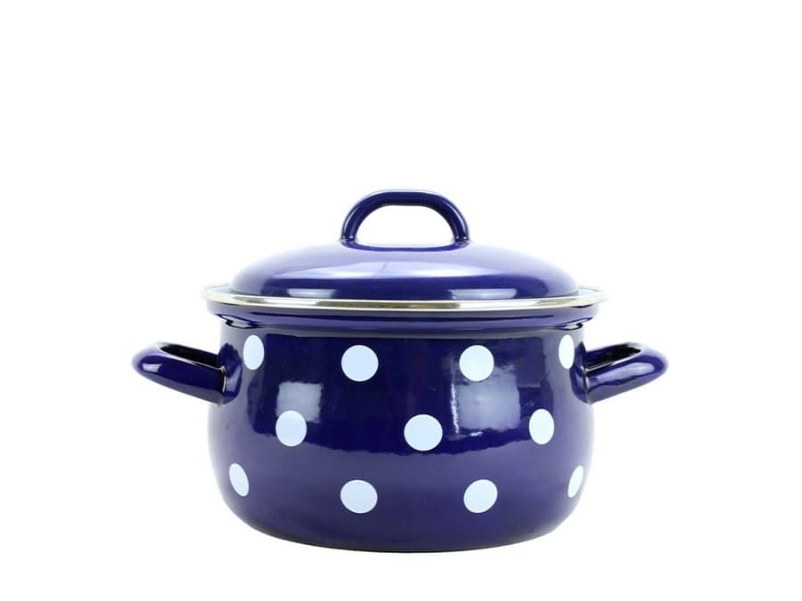 BELIS Smaltovaný hrnec s poklicí ø 24 cm - 6.1 l - PUNTÍK modrý - 51224-160DAE05