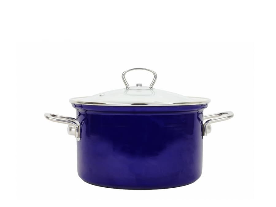 BELIS Smaltovaný hrnec se skleněnou poklicí ø 20 cm - 3,6 l - ECO-CERAMIC modrý - 41520-094000N5