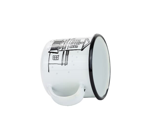 BELIS Smaltovaný hrnek ø 8 cm - 0.35 l bílý "masné krámy" v krabičce - ČESKÝ PLECHÁČEK - 11008-039PHM04 - náhled 5