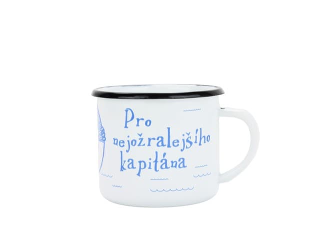 BELIS Smaltovaný hrnek ø 8 cm - 0.35 l bílý "nejožralejší kapitán" v krabičce - ČESKÝ PLECHÁČEK - 11008-039RHM04 - náhled 2