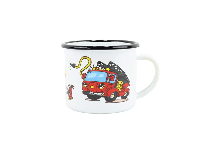 BELIS Smaltovaný hrnek ø 8 cm - 0.35 l bílý "hasiči" - 11008-039DHE04