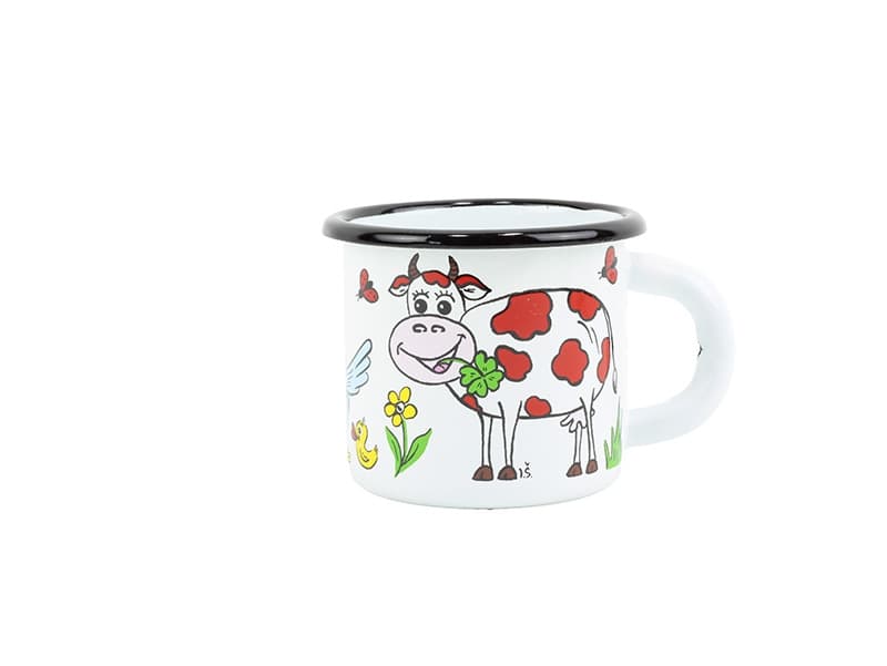 BELIS Smaltovaný hrnek ø 7 cm - 0.25 l bílý "domácí chov" - 11007-039DHF04