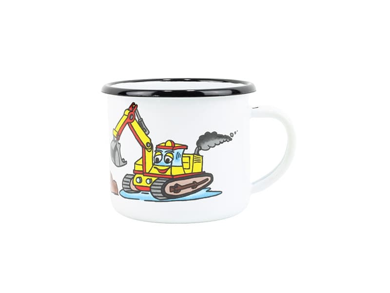 BELIS Smaltovaný hrnek ø 8 cm - 0.35 l bílý "bagr" - 11008-039DHA04 - náhled 2