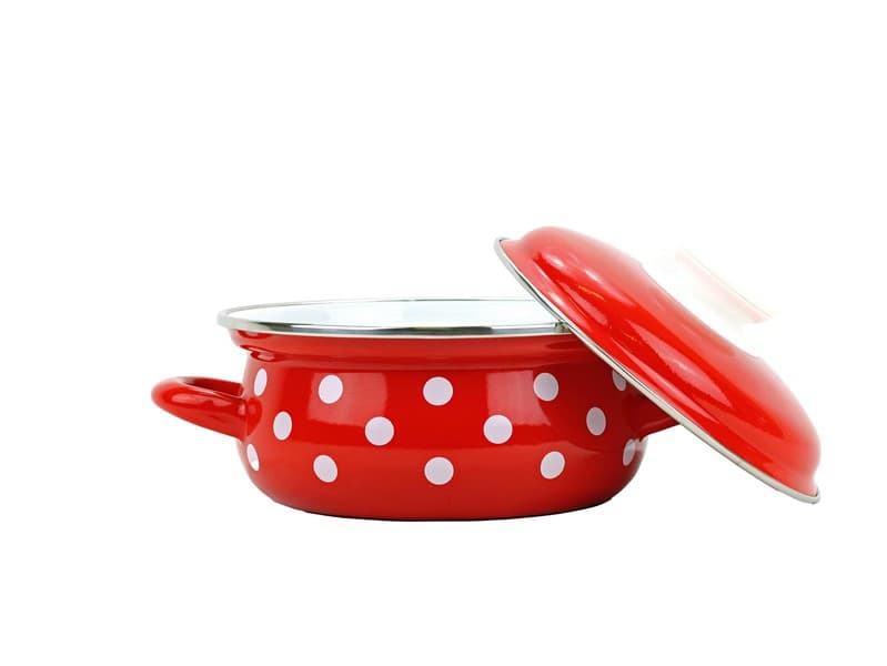 BELIS Smaltovaný rendlík s poklicí ø 16 cm - 1.4 l - PUNTÍK červený - 52216-534DACD5 - náhled 5