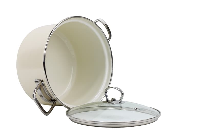 BELIS Smaltovaný hrnec se skleněnou poklicí ø 18 cm - 2,6 l - ECO-CERAMIC krémový - 41518-099DD8N3 - náhled 3
