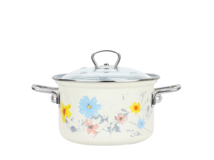 BELIS Smaltovaný hrnec se skleněnou poklicí ø 20 cm - 3.6 l - MEADOW - 41520-095DCDN5
