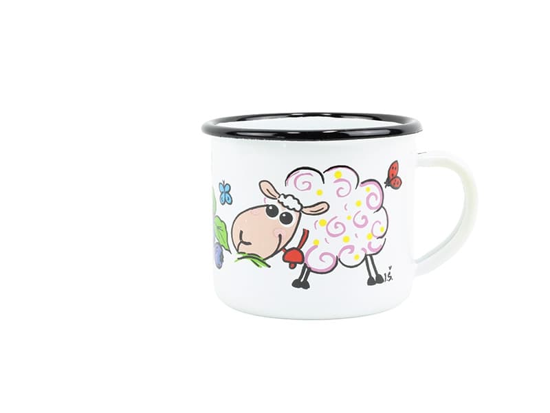 BELIS Smaltovaný hrnek ø 8 cm - 0.35 l bílý "ovečka" - 11008-039DHK04