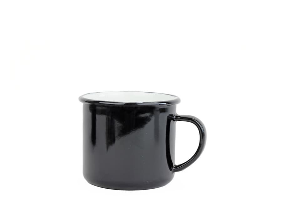 BELIS Smaltovaný hrnek ø 8 cm - 0.35 l černá/bílá - ČESKÝ PLECHÁČEK - 11008-04500004