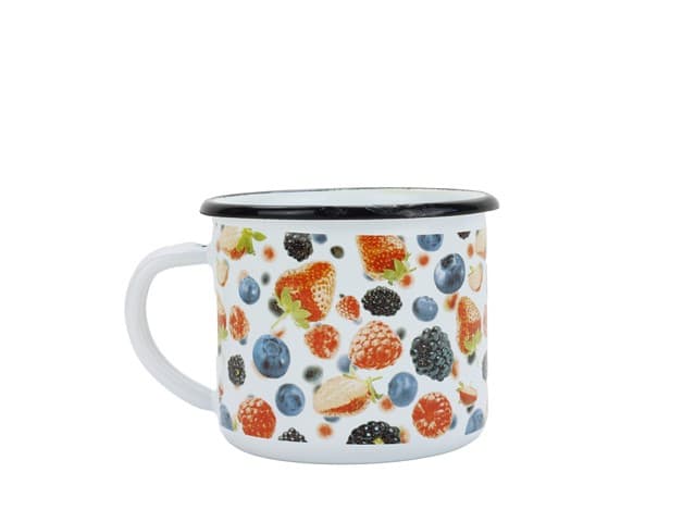 BELIS Smaltovaný hrnek ø 8 cm - 0.35 l bílý "lesní ovoce" - 11008-039DDH04 - náhled 3