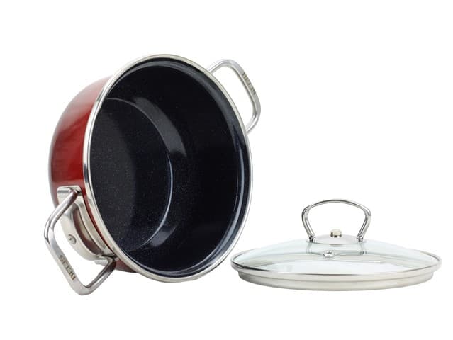 BELIS Smaltovaný rendlík se skleněnou poklicí ø 16 cm - 1.25 l - PREMIUM OMBRÉ červený - 72916-033A0DN3 - náhled 3