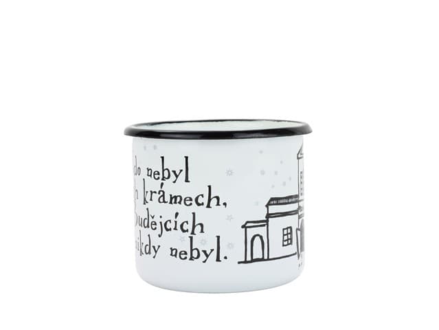 BELIS Smaltovaný hrnek ø 8 cm - 0.35 l bílý "masné krámy" v krabičce - ČESKÝ PLECHÁČEK - 11008-039PHM04 - náhled 3