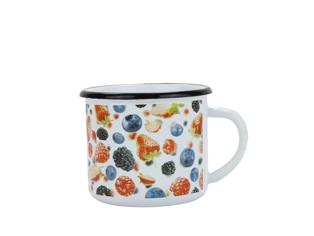BELIS Smaltovaný hrnek ø 8 cm - 0.35 l bílý "lesní ovoce" - 11008-039DDH04