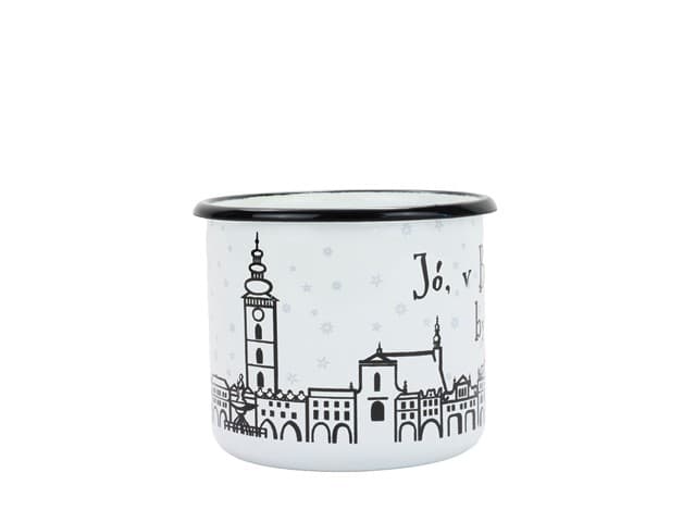 BELIS Smaltovaný hrnek ø 8 cm - 0.35 l bílý "ČB/město" v krabičce - ČESKÝ PLECHÁČEK - 11008-039PFM04 - náhled 3